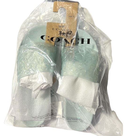 COACH Blue UNNA Embossed Logo Clear Jelly Slip On Sport Pool Slides Sandals 10 - Picture 13 of 13